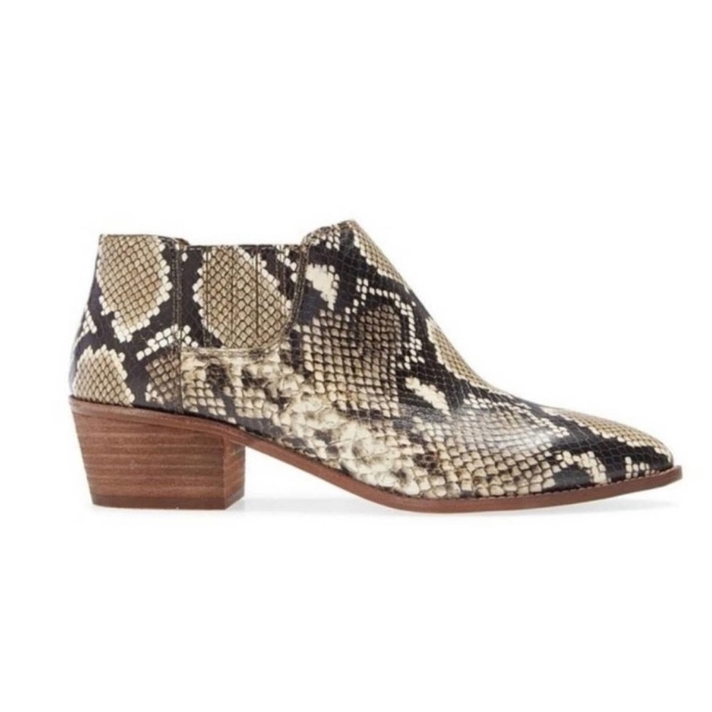 Madewell Sonia Snake Embossed Low Chelsea Boot Leather Size 7.5